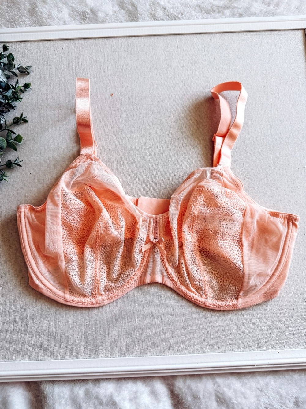 Chantelle C15710 Peach Lace Unlined Underwire Full Coverage Bra 36G
